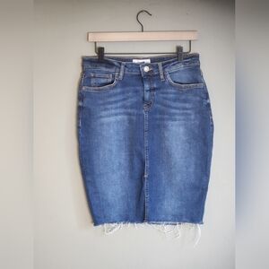 MANGO Jean Skirt Frayed Bottom Womens Size Small Y2K 90s